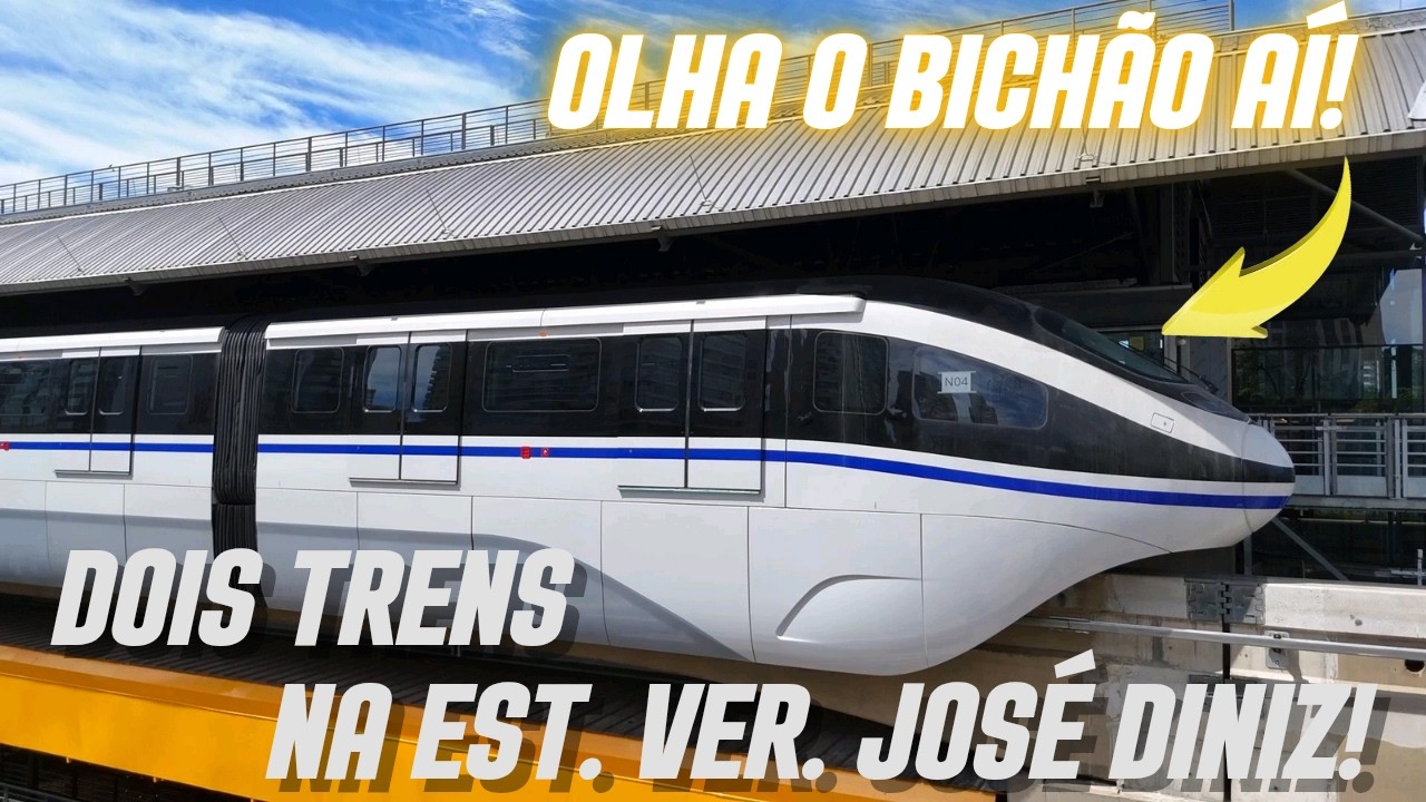 Vídeo pegando fogo! Drone flagra dois trens da Linha 17 - Ouro na Est. Vereador José Diniz - SP