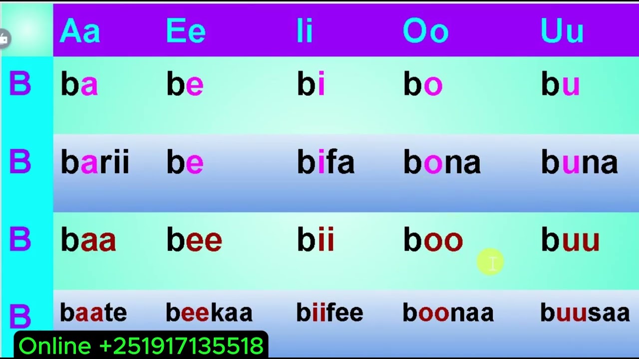 Sagalee dheeraa fi gabaaba B - F || Short and long sound F - B afan oromo