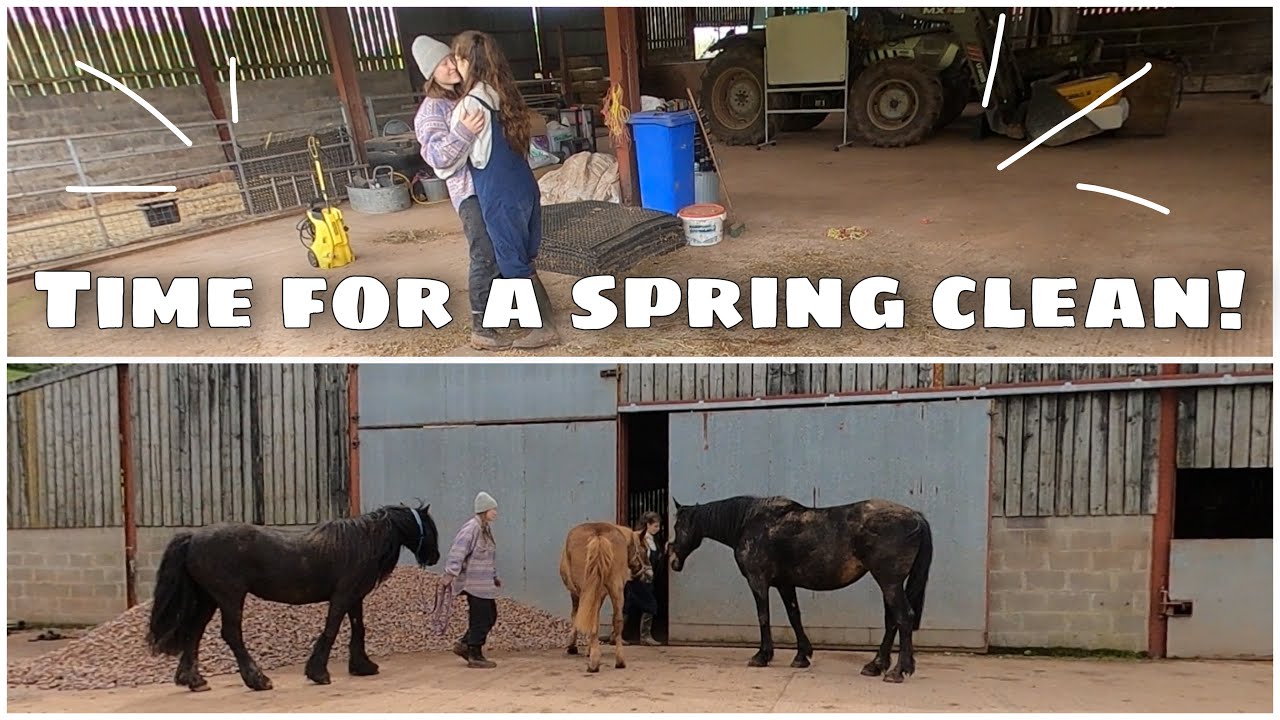 Relaxed day on the farm cleaning the barn!
