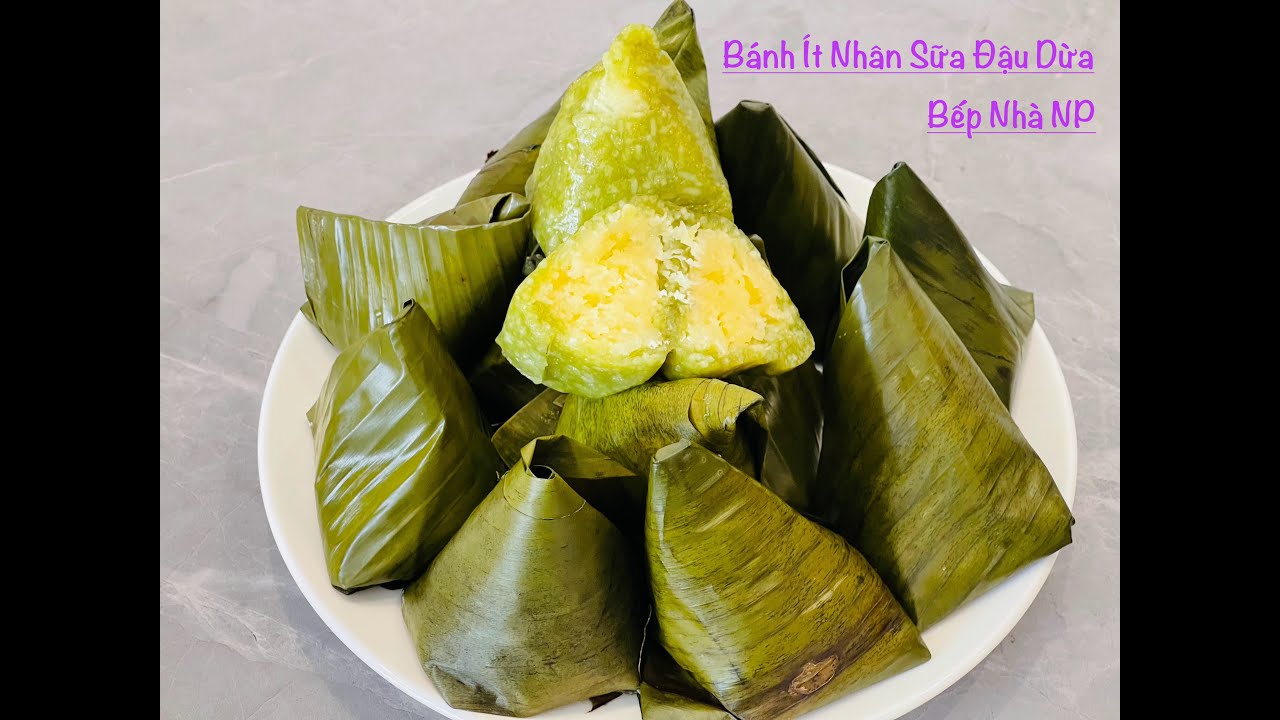 BÁNH ÍT NẾP XÀO BỘT NĂNG - Nhân Sửa Đậu Dừa , Đơn Giàn , Đẹp Mằt , Dẻo Dai , Thơm Lá Dứa , Rất Ngon