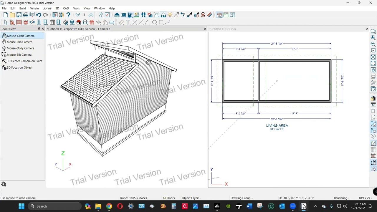 A double shed roof in HD Pro