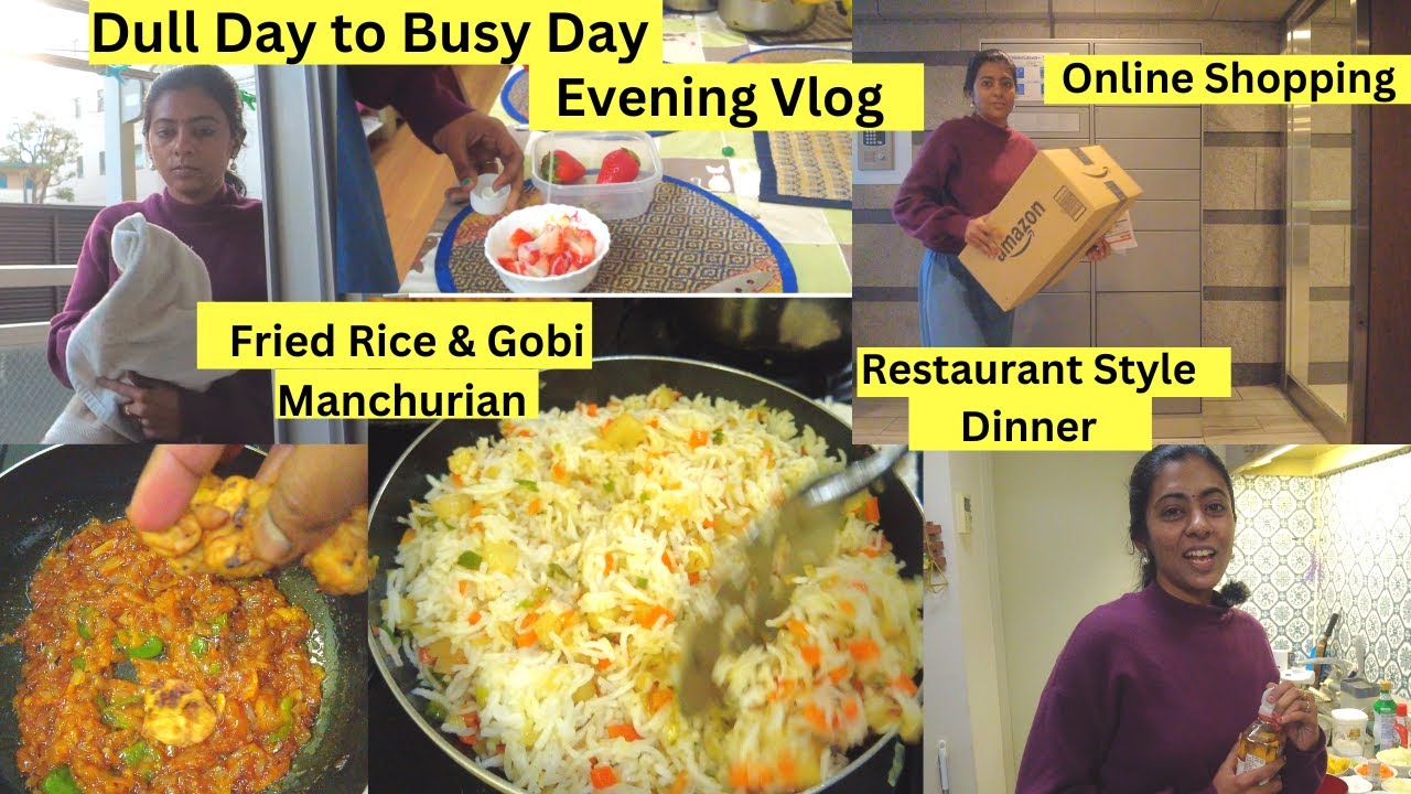 Dull day to busy day 🤩| Amazon shopping 🛍 | Restaurant style Gobi Manchurian & Fried Rice 🍚