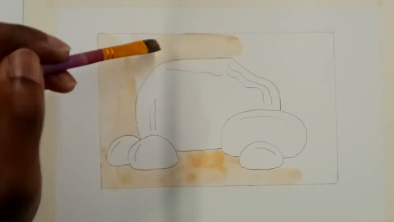 Drawing & Painting A Rock Landscape Art｜Hand Drawing + Watercolor Painting