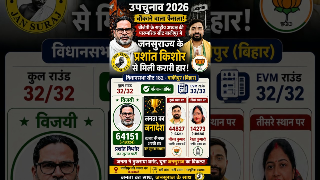 Prashant Kishor Win Bankipur by Election #byelection #bankipur #bihar #jansuraaj #nitinnabin #bjp