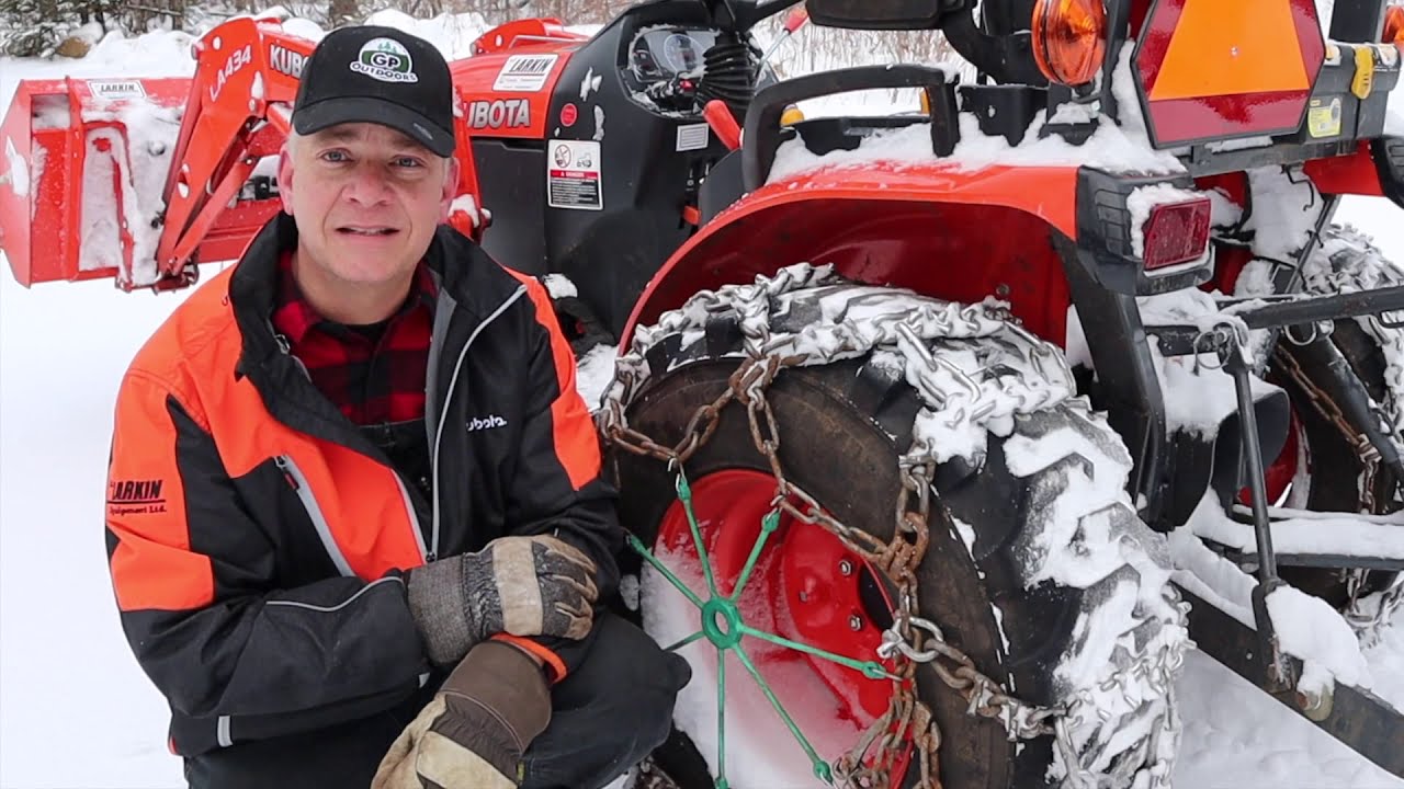 #229 kubota B2601 compact tractor. V Hook H Pattern tractor tire chains. 30 day Review. outdoor.