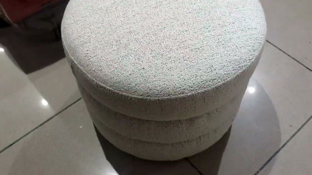 Modern Round Ottoman Making | Stylish Fabric Stool with Wooden Base