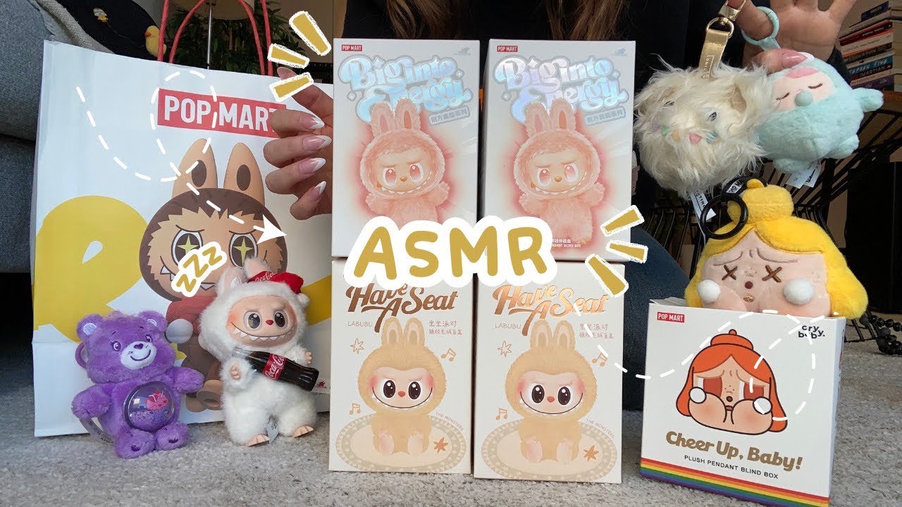 ASMR | abrindo labubus + comprinhas da pop mart | tapping, sussurros, sons de embalagens
