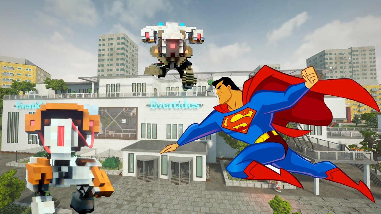 Superman fight with robots in the Mall Teardown