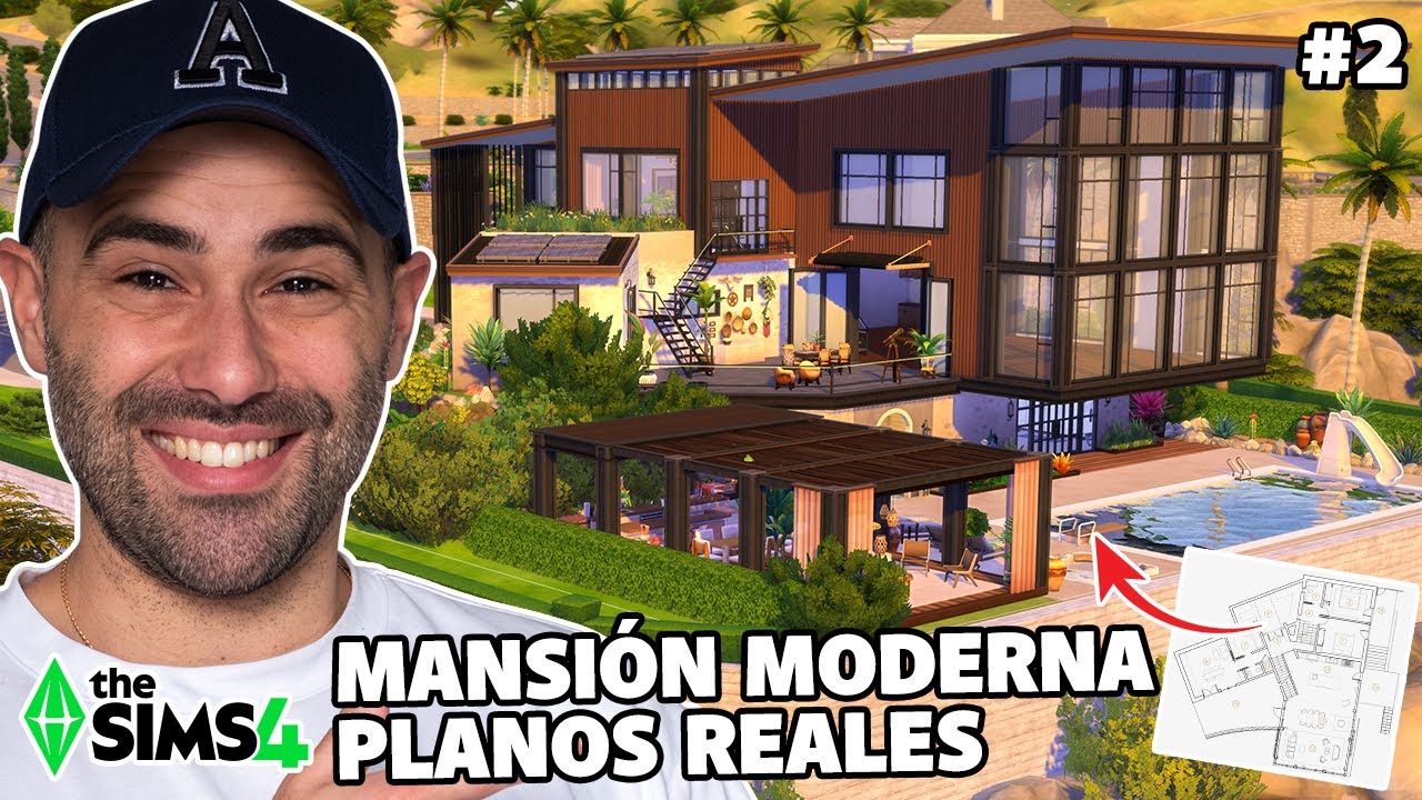 Decoro esta MANSIÓN MODERNA con PLANOS REALES en los Sims 4 🏠 Parte 2