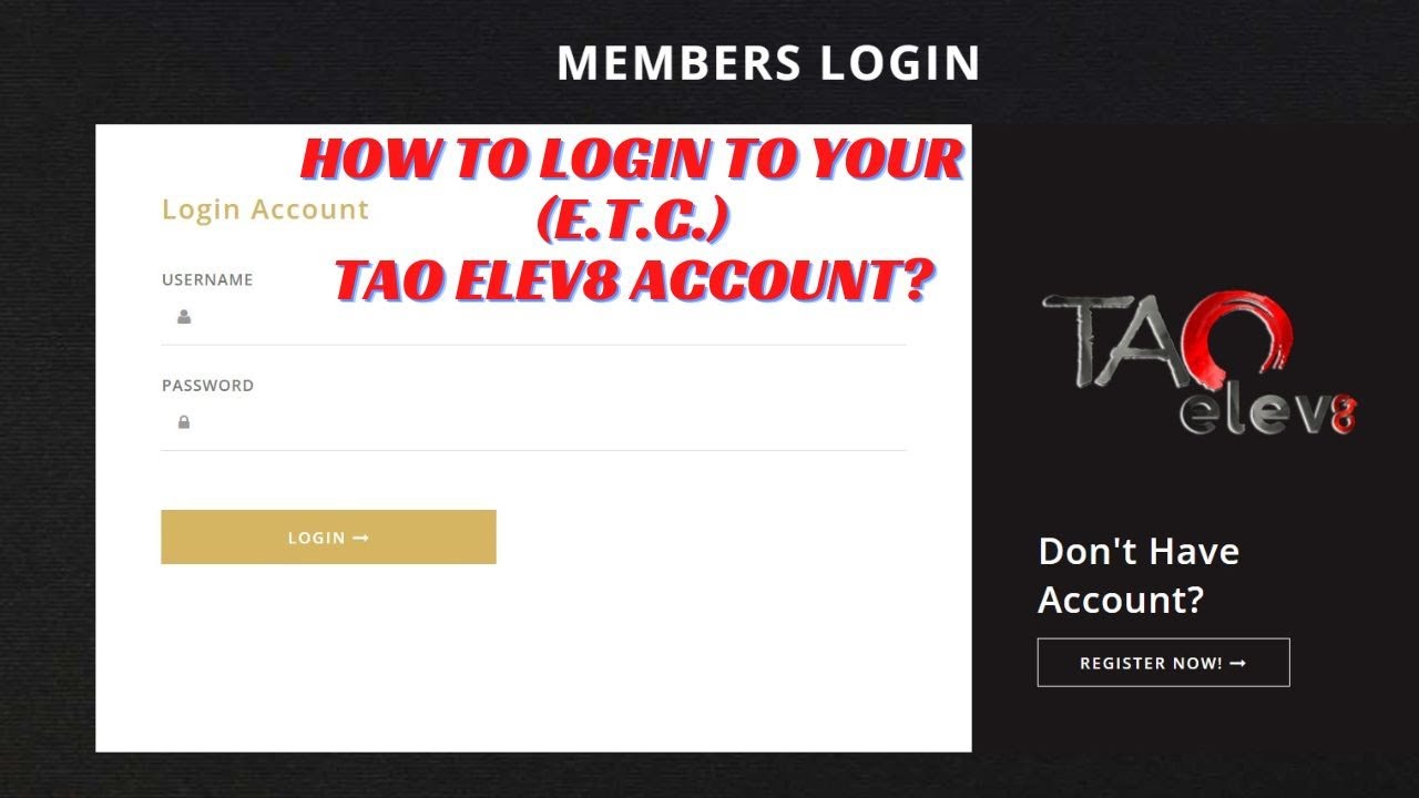 HOW TO LOGIN TO YOUR TAO ELEV8 ACCOUNT? (ETC)