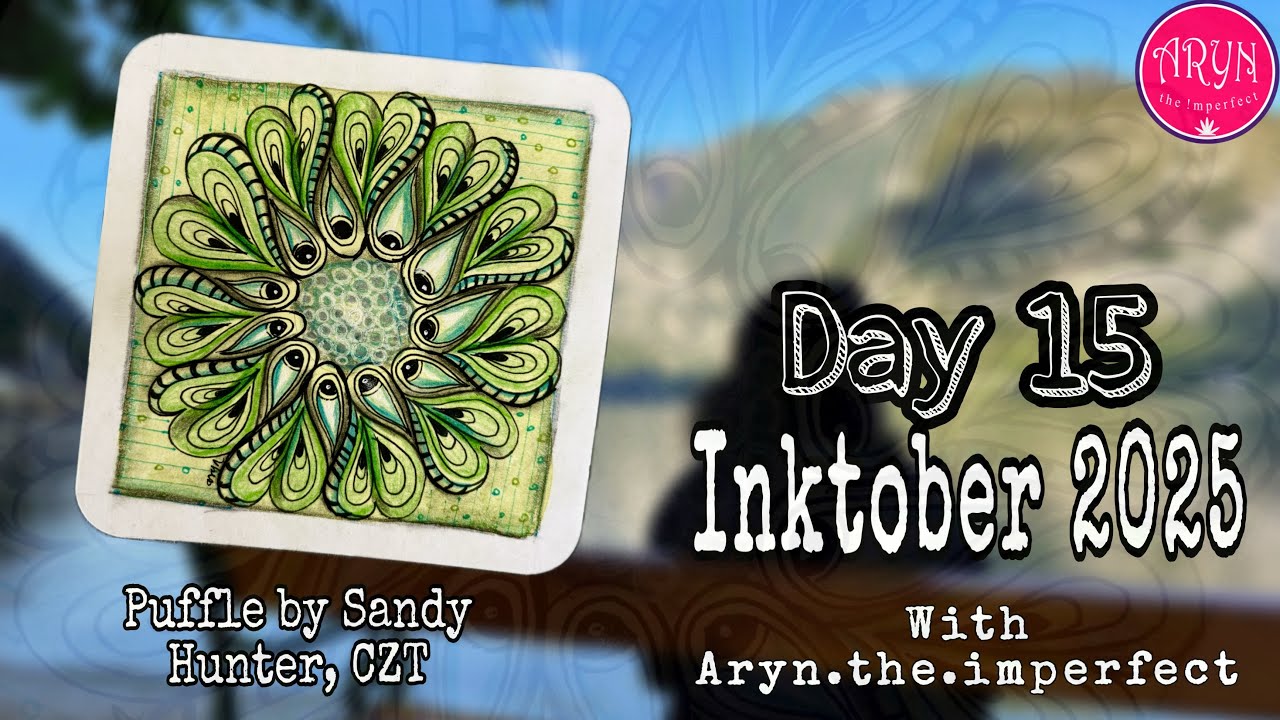 Inktober 2025 Day 15 Puffle | Draw with Aryn | Zentangle Inspired Art #inktobertangles2025