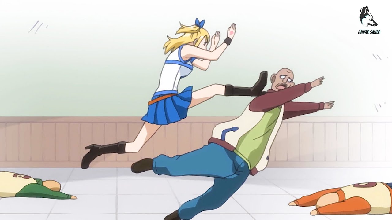 フェアリーテイル !! FAIRY TAIL - ルーシィが素手で強盗を倒すために突入 | Lucy rushes to defeat a robber with bare hands
