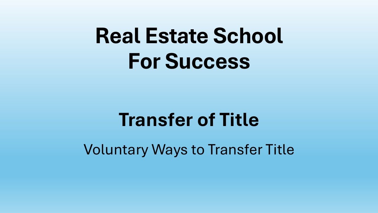 Voluntary Transfer and Title Insurance