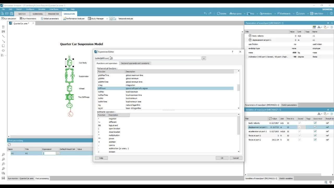 Cross referencing results across multiple runs with Simcenter Amesim