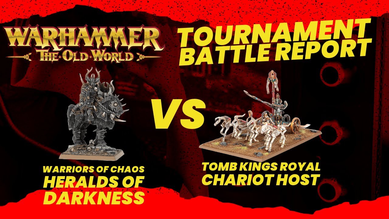 Warriors of Chaos Heralds of Darkness vs Tomb King Royal Host - Warhammer Old World Battle Report!