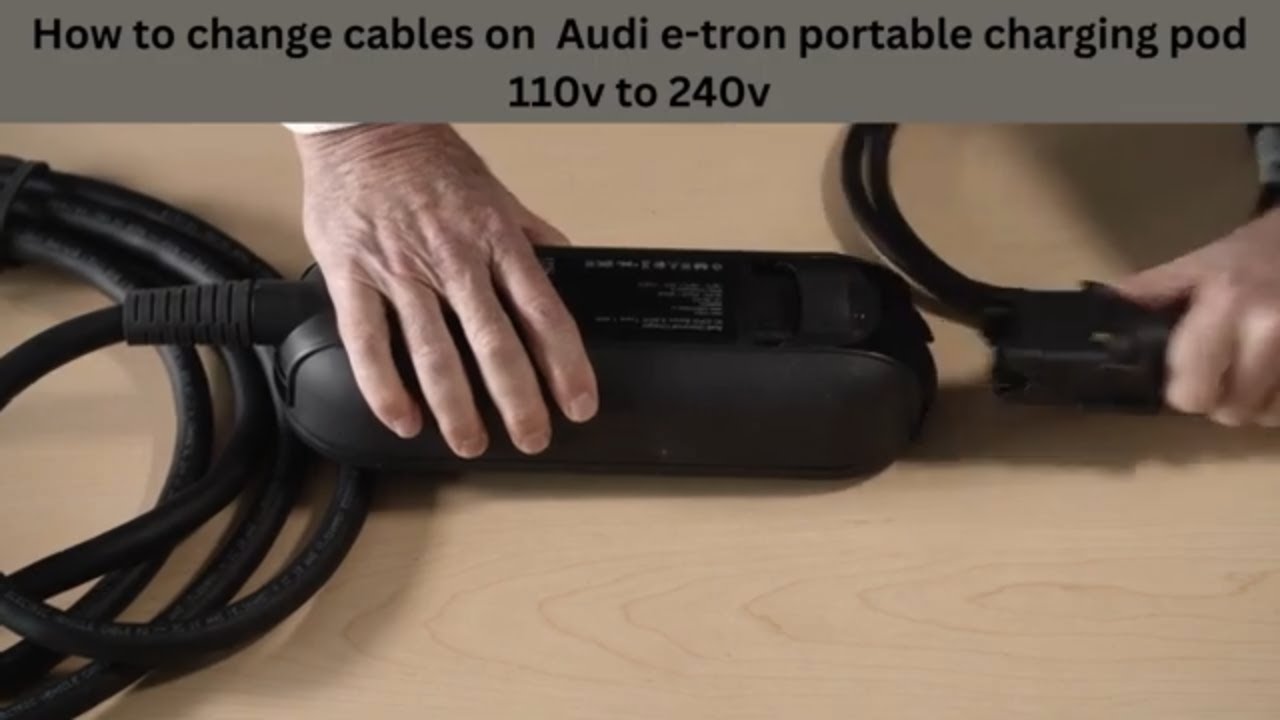 Как поменять кабели на портативном зарядном устройстве Audi e-tron со 110 В на 240 В.