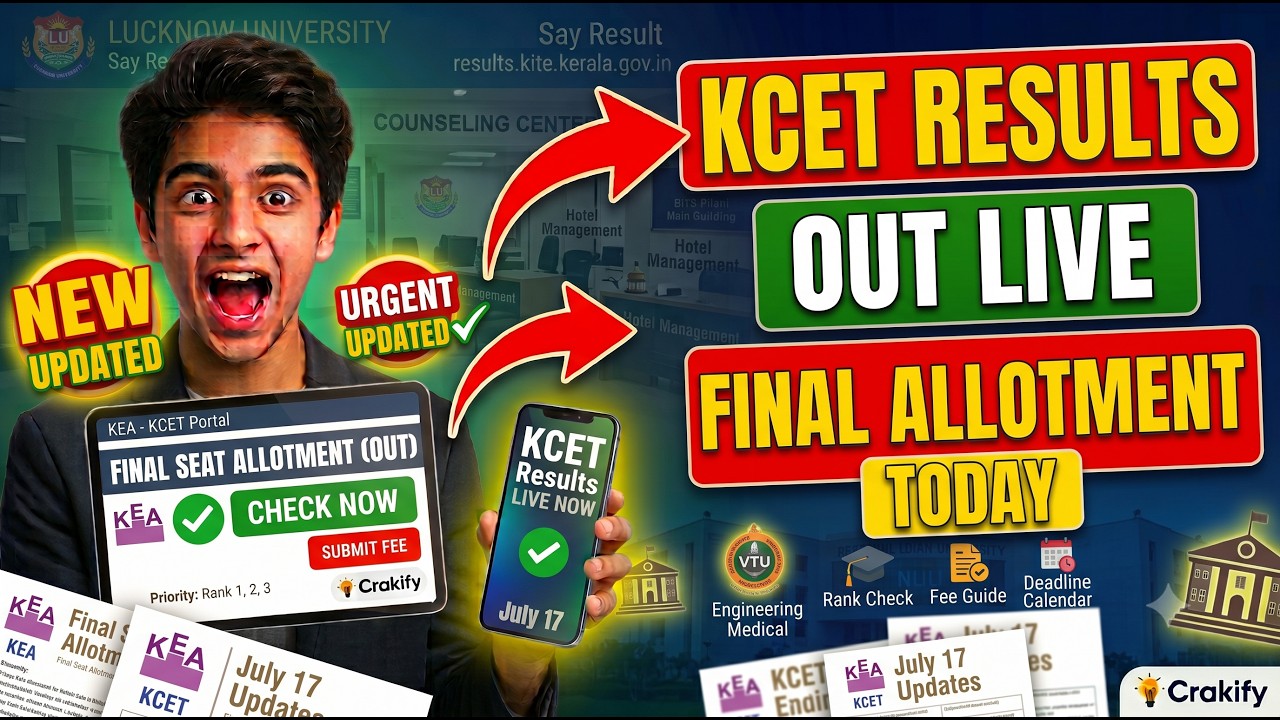 KCET 2026 Final Seat Allotment OUT! KEA Link, Cutoffs & What's Next? | Crakify