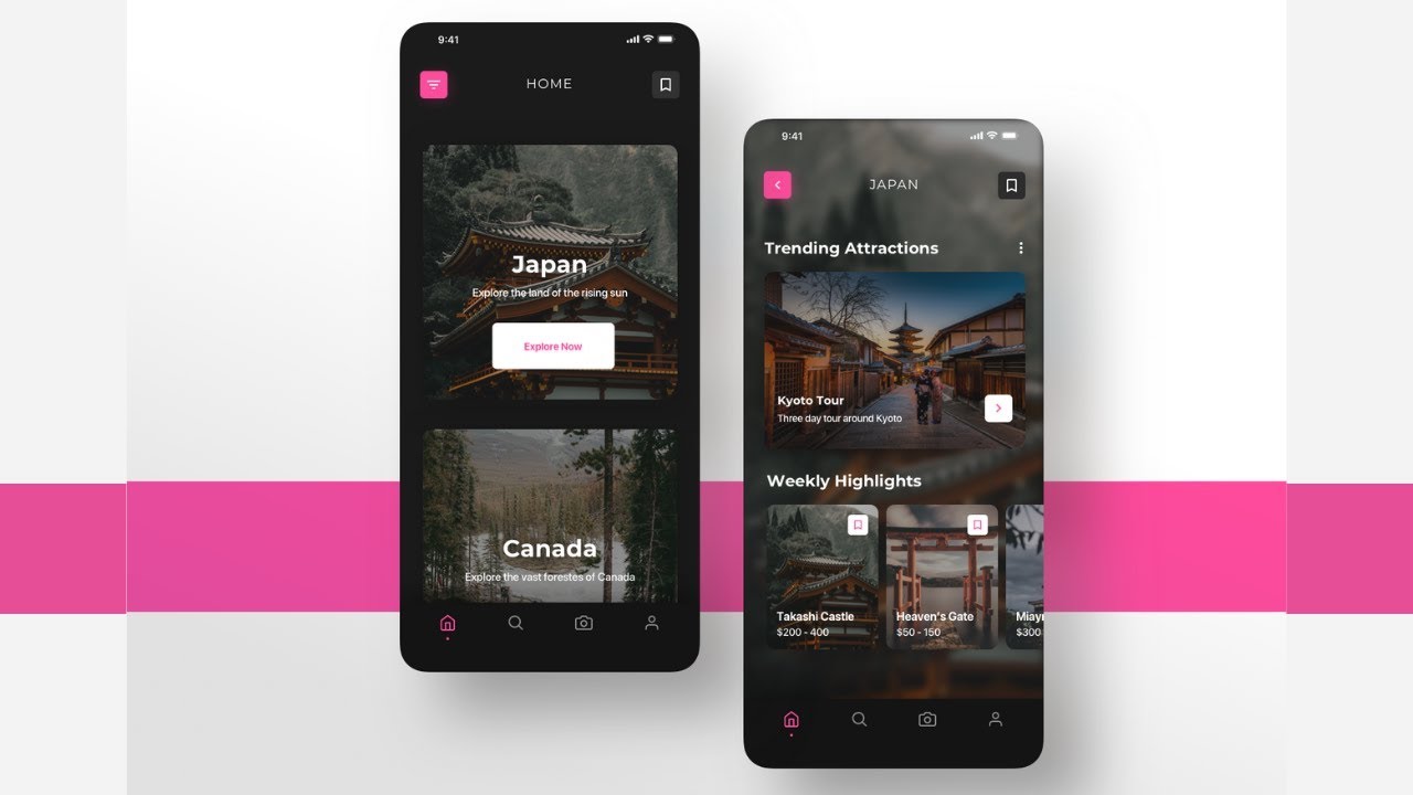 Flutter UI - Minimal Designs - Travel and Explore