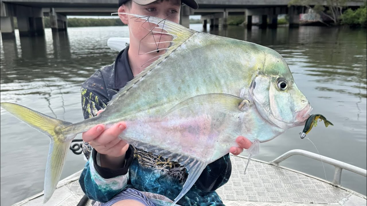 Topwater fishing for Trevally in the Pine River. (PB Diamond Caught)