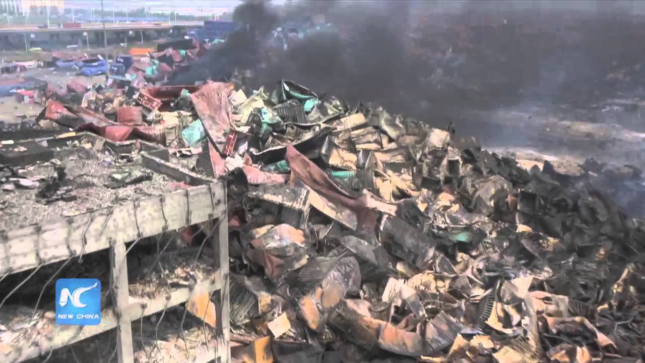 Drone footage shows aftermath of Tianjin explosions