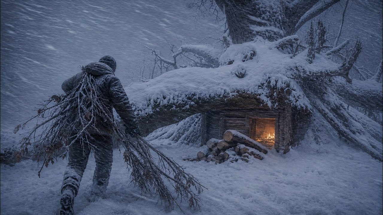 Trapped in Deep Snow and a -17&deg;C Snowstorm | 3 Days Alone Winter Survival