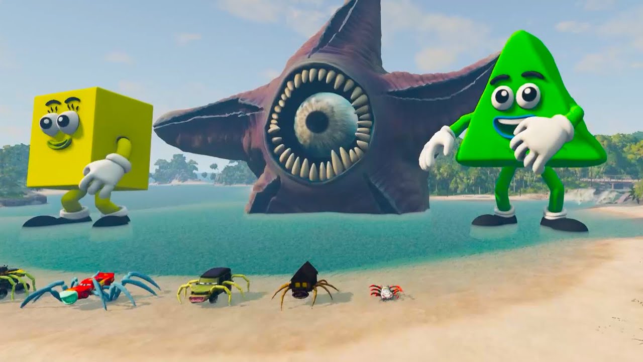 ALL MONSTERS Big & Small Cars with STAR FISH MONSTER PHASE & BUS EATER & CAR EATER – BeamNG Drive