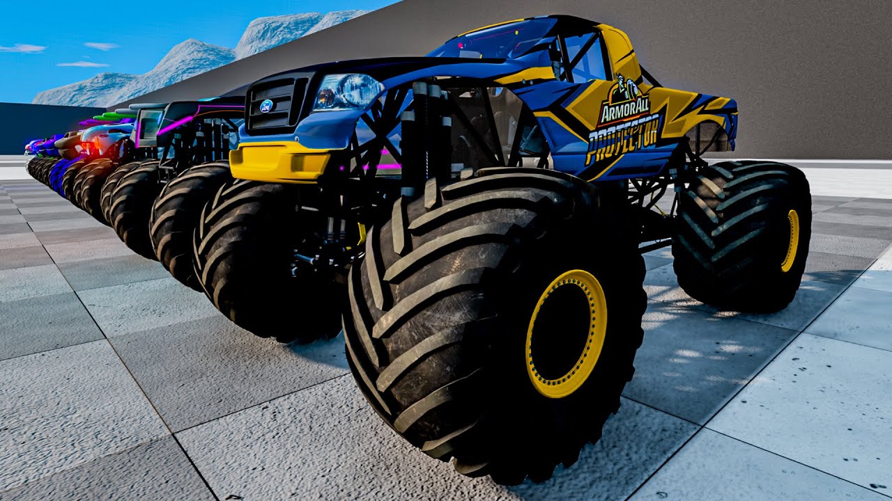 Monster Truck Grave Digger, El Toro Loco, Blue Thunder Monster Jam High Speed Crash #6
