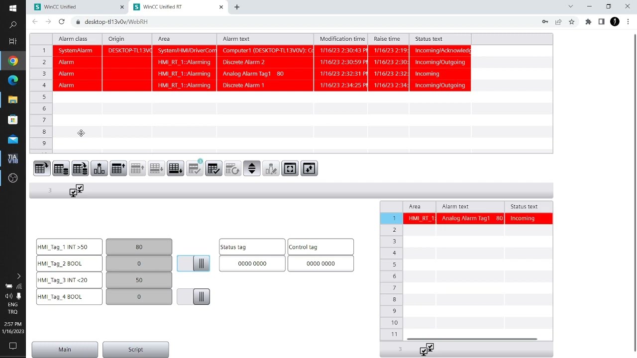 WinCC Unified Alarm