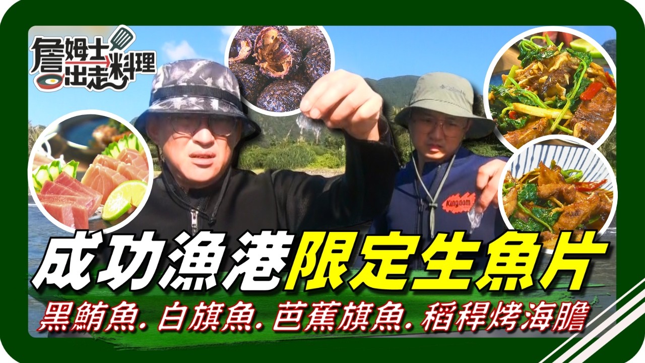 🗺《跟著姆士出遊去》成功漁港現撈海味！限定版綜合生魚片吃到爽，白旗魚、黑鮪魚、芭蕉旗魚！浪人級神秘食材「水母」竟變身超涮嘴烘蛋？口感脆彈超驚喜！雙廚聯手把露營料理玩出新高度，海味創意火力全開！