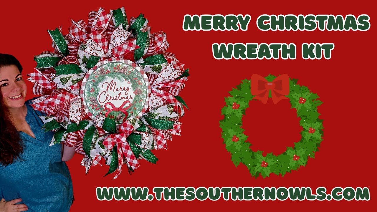 How to design Southern Owls Christmas Wreath Kit using deco mesh, ribbon, and a sign