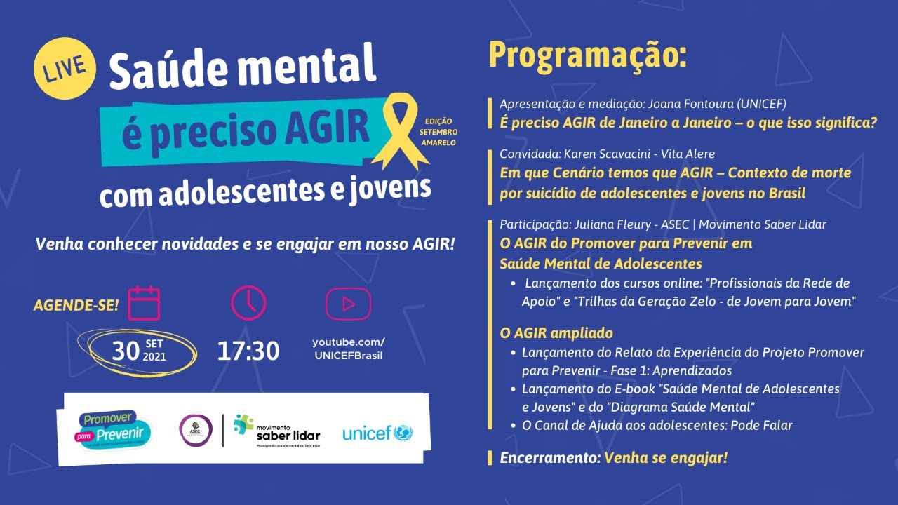 Saúde Mental com adolescentes e jovens: é preciso agir!