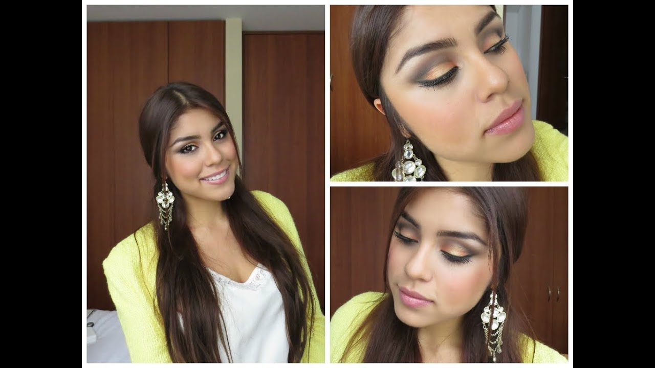 Maquillaje Naranja, dorado y cafe