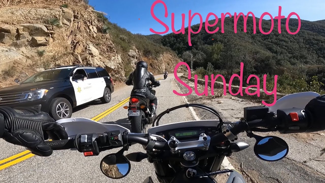 Husqvarna 701 Supermoto Rider chasing local riders