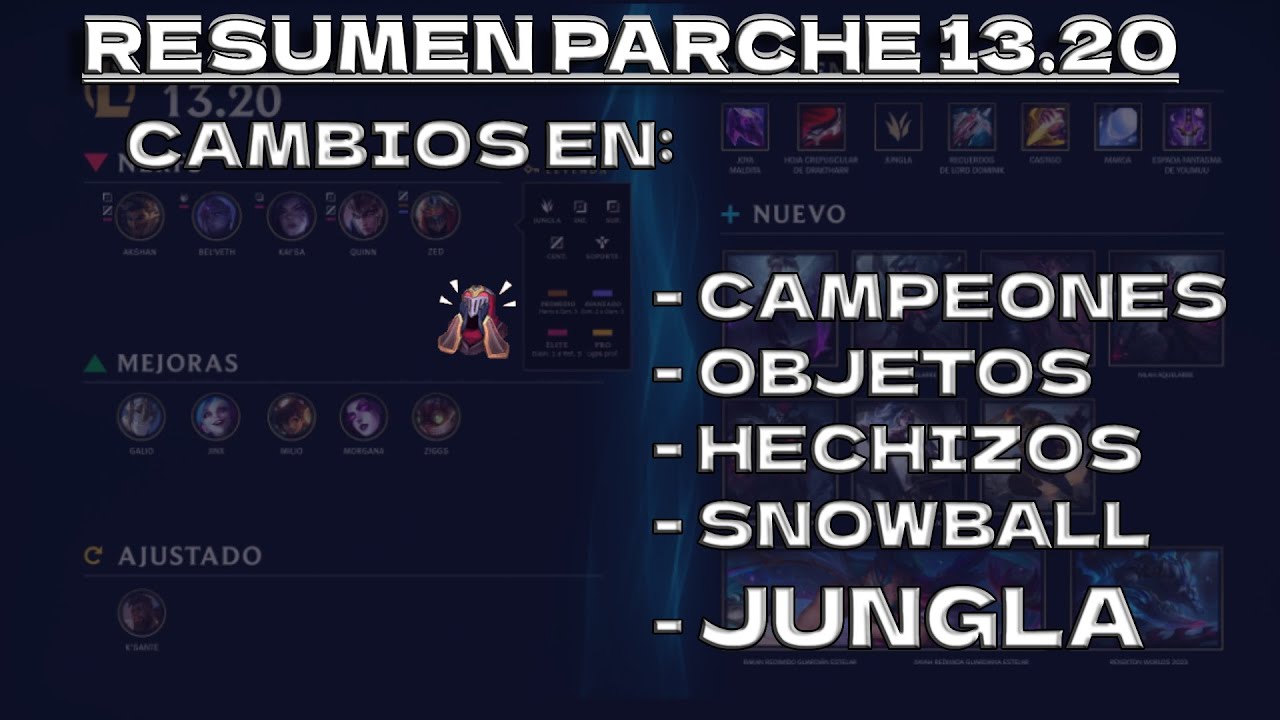 RESUMEN parche 13.20 LOL en 8 MINUTOS - NERFEOS ENORMES a la JUNGLA y al SNOWBALL - Cambios a KSANTE