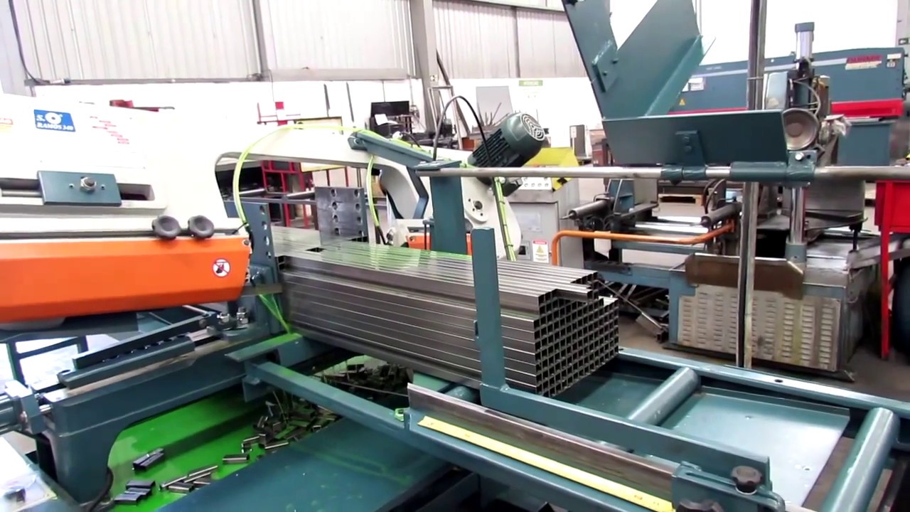Serra de fita SRAMOS 340HG-M Linha  para alta produção, para serrar   tubos em feixes de 300X300