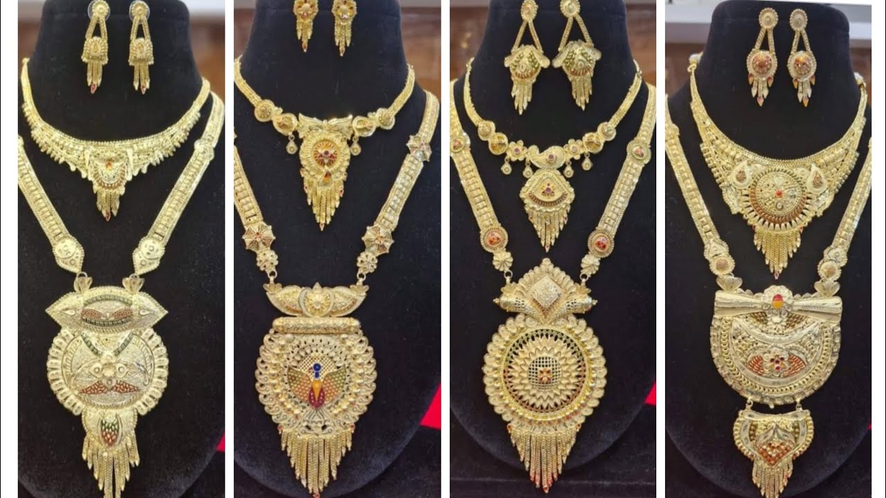 Latest long necklaces set #trendy #gold #youtube #neckalce #viral #goldneckalce