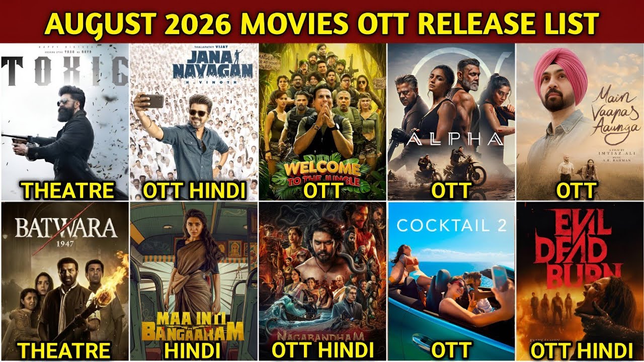 August 2026 OTT Movies & Web Series Release Update Full List | Netflix, Prime Video, Zee5 Jiohotstar