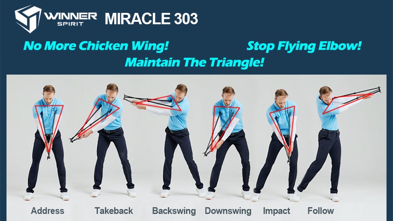 WINNER SPIRIT MIRACLE 303 Golf Swing Training Aid, No More Chicken Wing, Maintain The Triangle