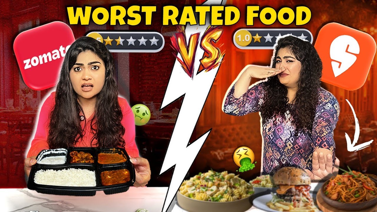 Swiggy vs. Zomato WORST🤮 Rated Food Challenge for 24 hours! *gone YUCK* 