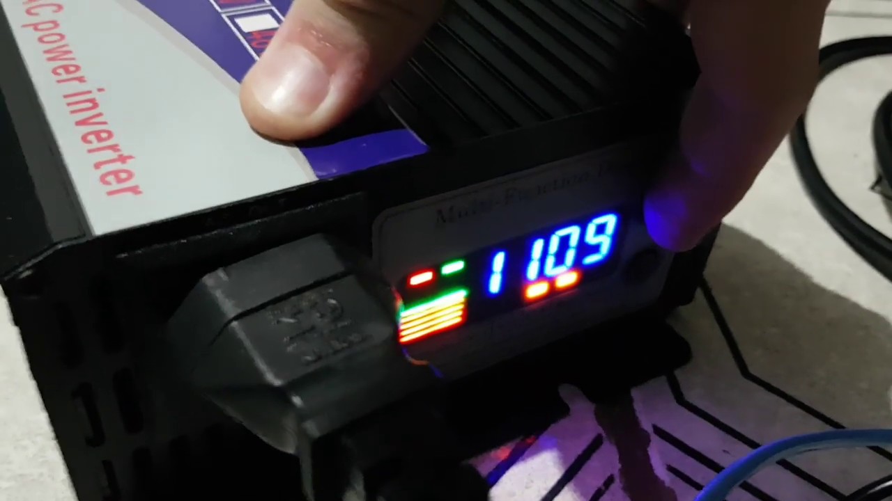 Teste de Inversor CHANGI 220V 60Hz 4000W ligando aquecedor com 1100W de carga.