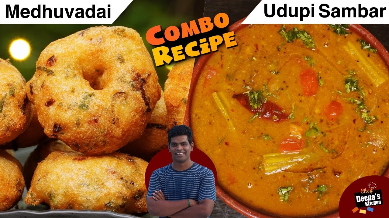 உடுப்பி சாம்பார் & மெது வடை | How to Make Udupi Sambar & Meduvada | CDK 707 | Chef Deena's Kitchen