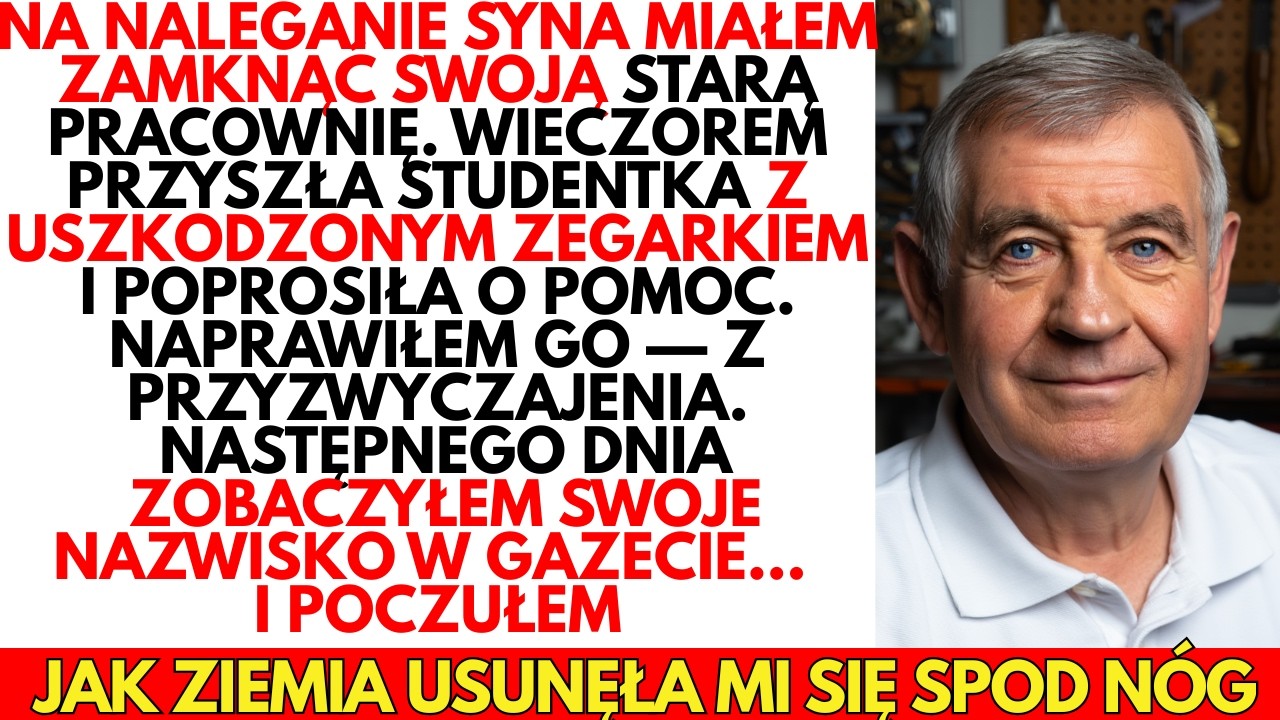 ZAMYKAŁEM warsztat, gdy kobieta BŁAGAŁA, żebym naprawił zegarek.Rano syn podał mi gazetę—i zamarłem…