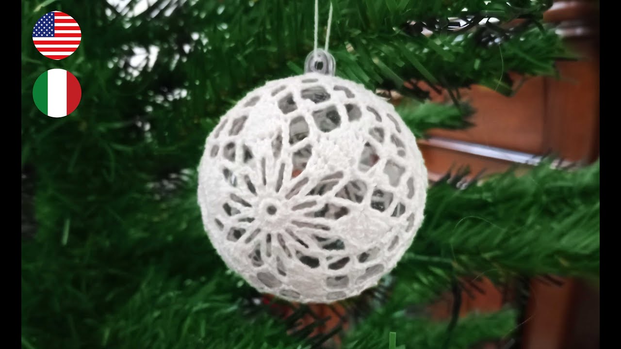Pallina di Natale traforata uncinetto 4