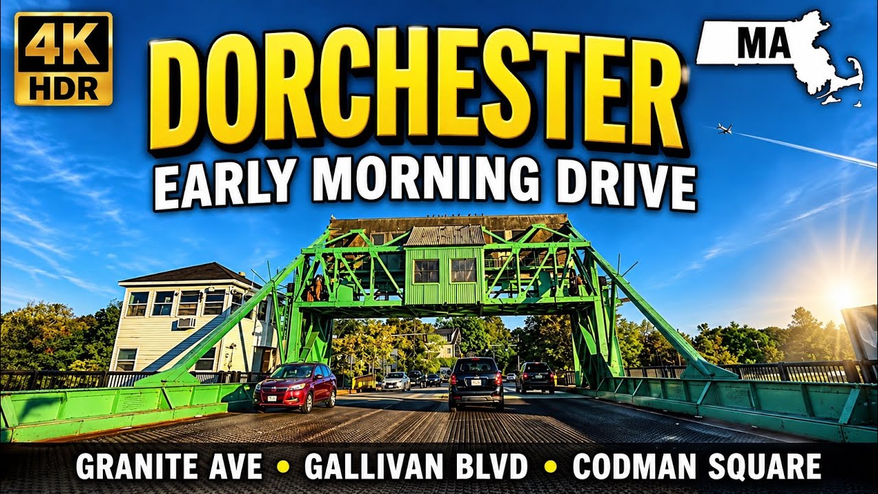 Dorchester Massachusetts 4K | Early Morning Neighborhood Drive - 9/11/25