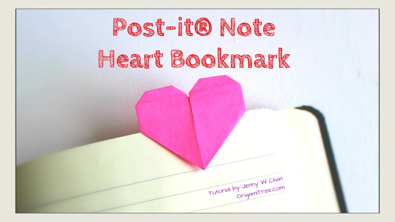 Valentine's Day Craft - DIY Heart Bookmark with Post-it(R) Notes, How to Fold Paper Origami Heart