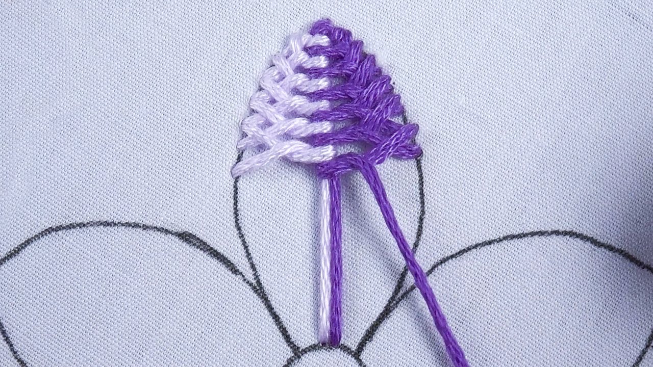 Hand Embroidery exclusive heavy stitch double needle work with dual color flower design