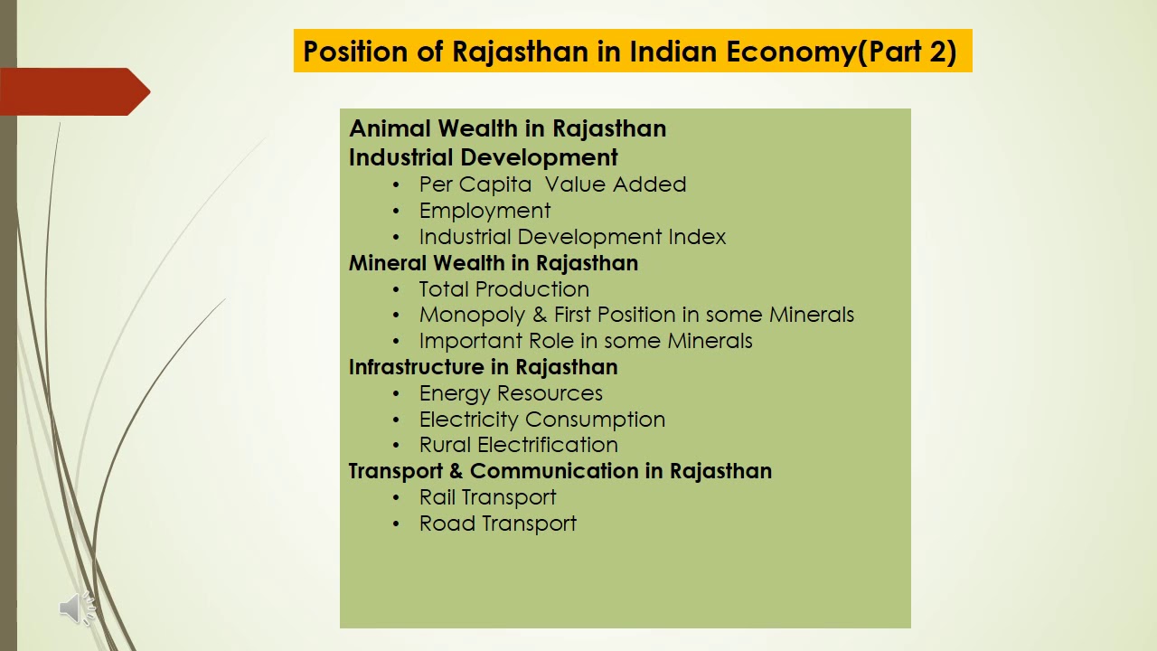 Dr. Monika Dave Position of Rajasthan in Indian Economy Part 2