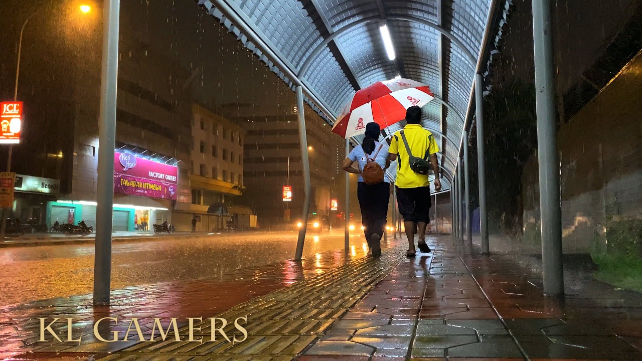 Heavy Rain Raining at Night in Kuala Lumpur