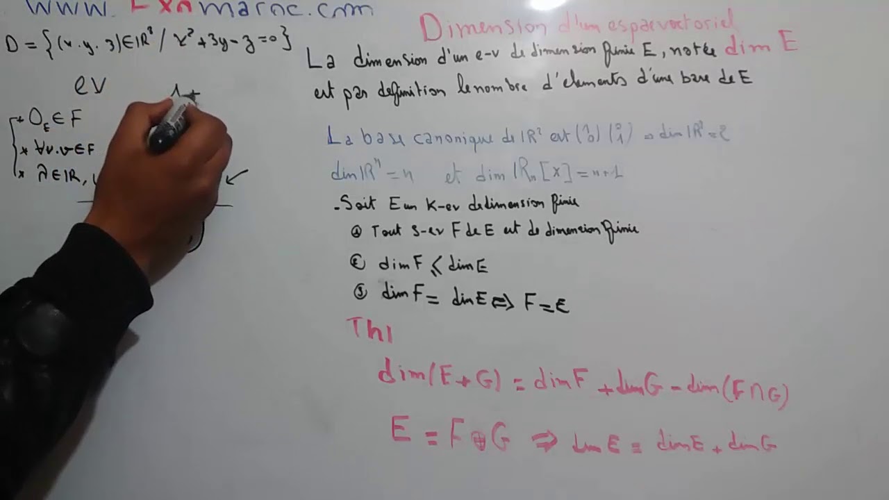 Episode 8 : Algèbre Espace vectoriel : Dimension finie