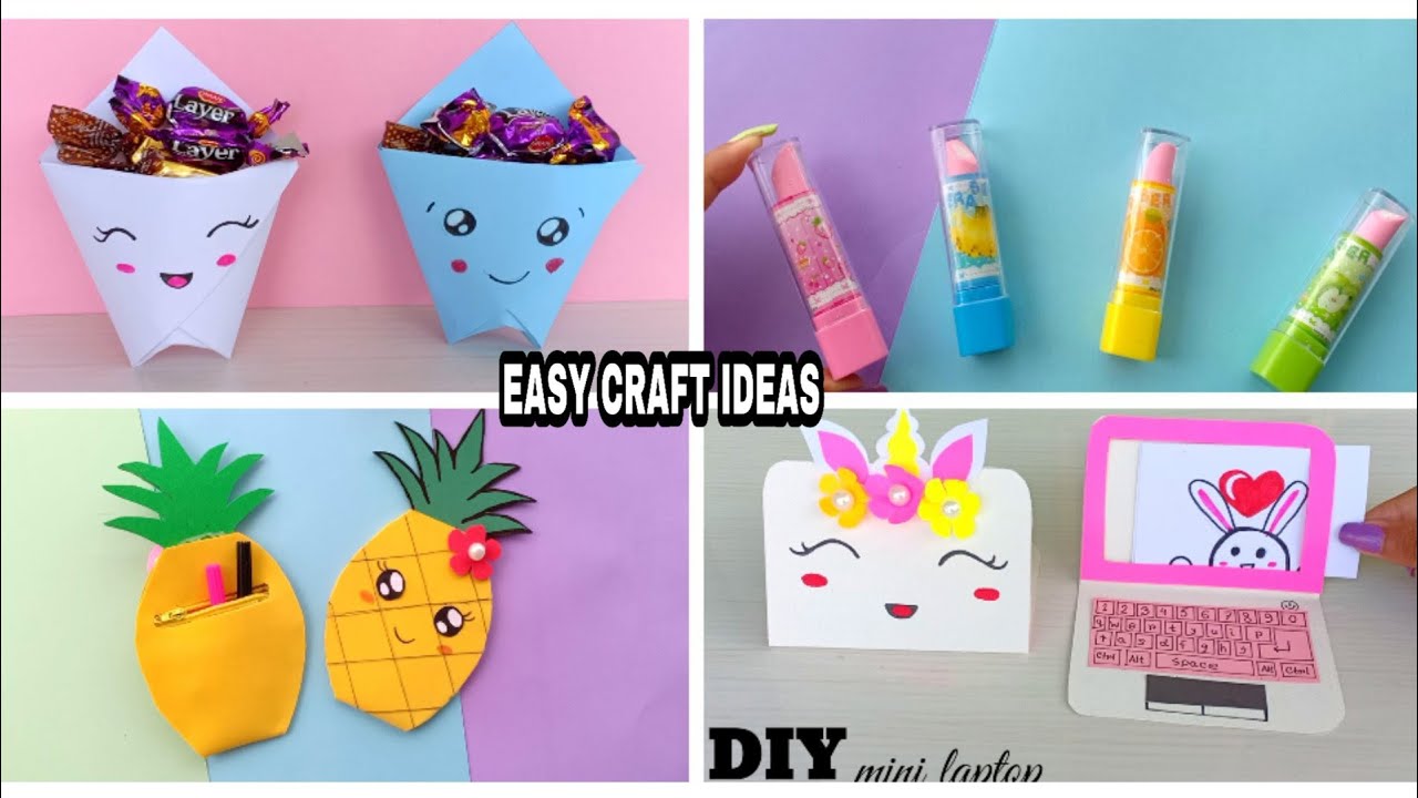 4 EASY CRAFT IDEAS | School Craft Idea/ DIY Craft/ School hacks/ Origami craft/paper mini gift idea